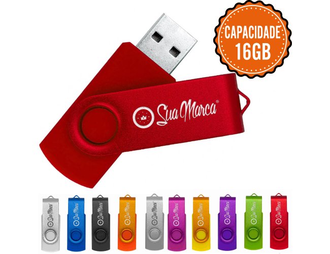 Pen Drive Giratório Personalizado De Plástico E Metal FUN COLORIDOS Com Capacidade De 16GB